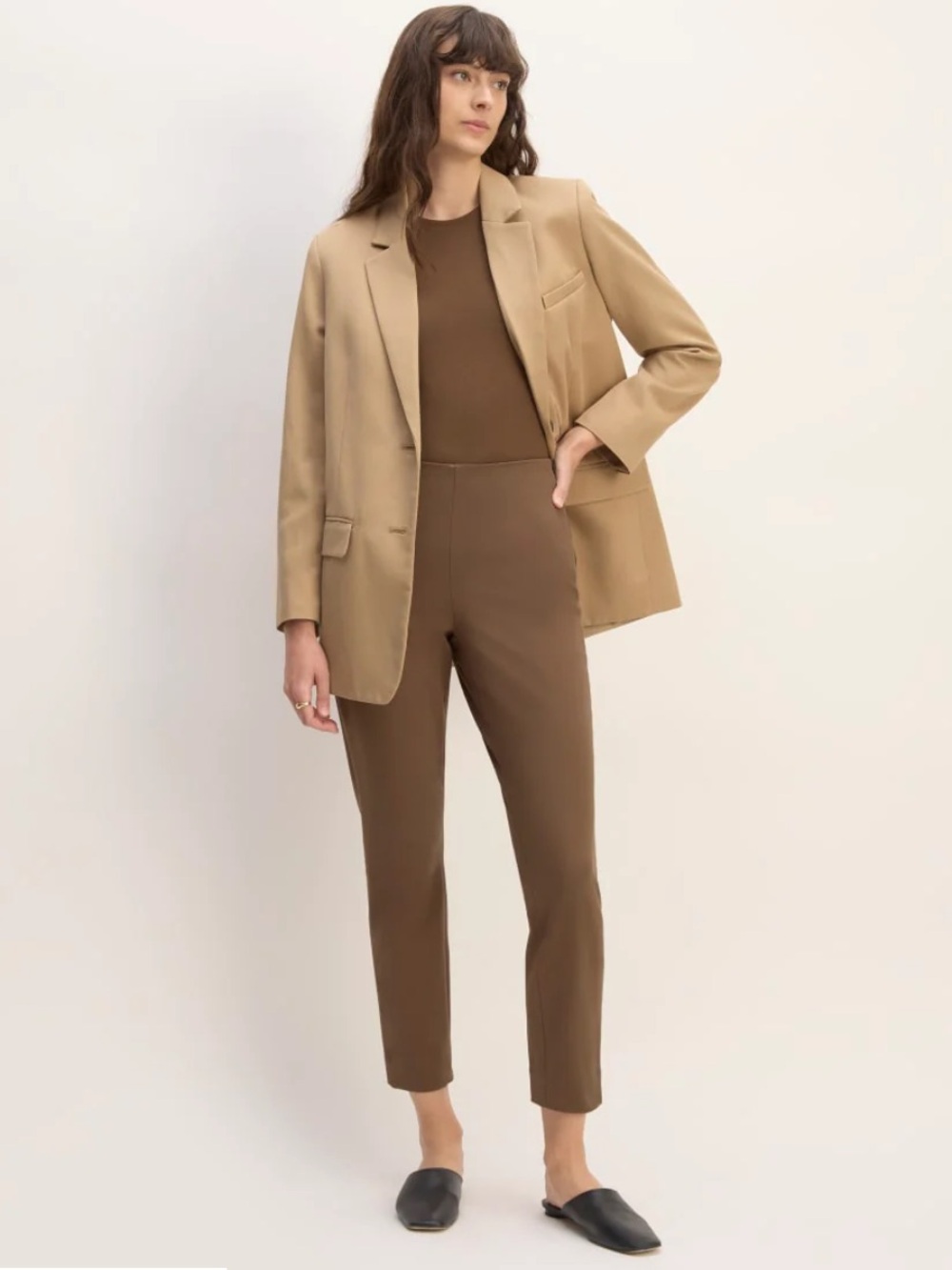 Everlane The Bi-Stretch High-Rise Cropped Pants in Brown Size 10